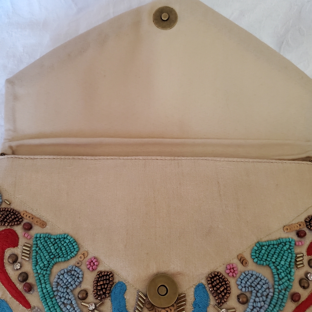 Djula Silk Evening Bag. Hand-Beaded in Paris. Vintage Luxury. - Picture 3 of 6